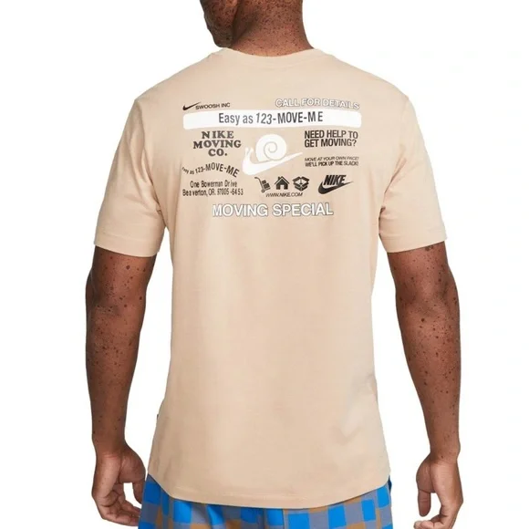 Nike Men’s Nike Sportswear Moving Company Graphic Tee - Tan M - Picture 1 of 14